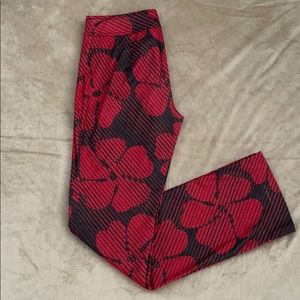 Express Pants | Red, Black | Retro Flowers Stripes